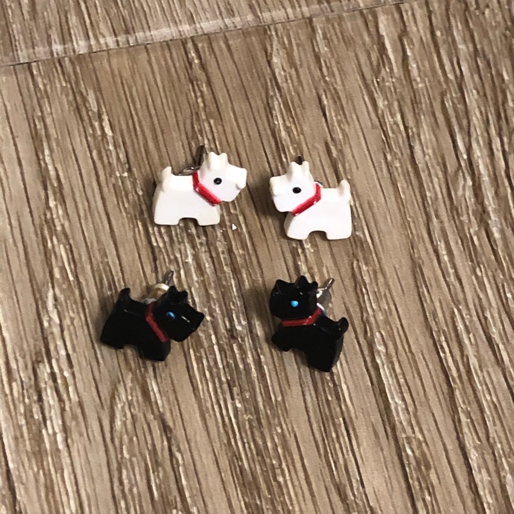 White and Black Scottie Dog Earrings